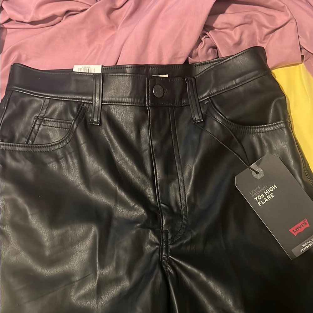 Levi's Black Faux Leather High Flare Pants